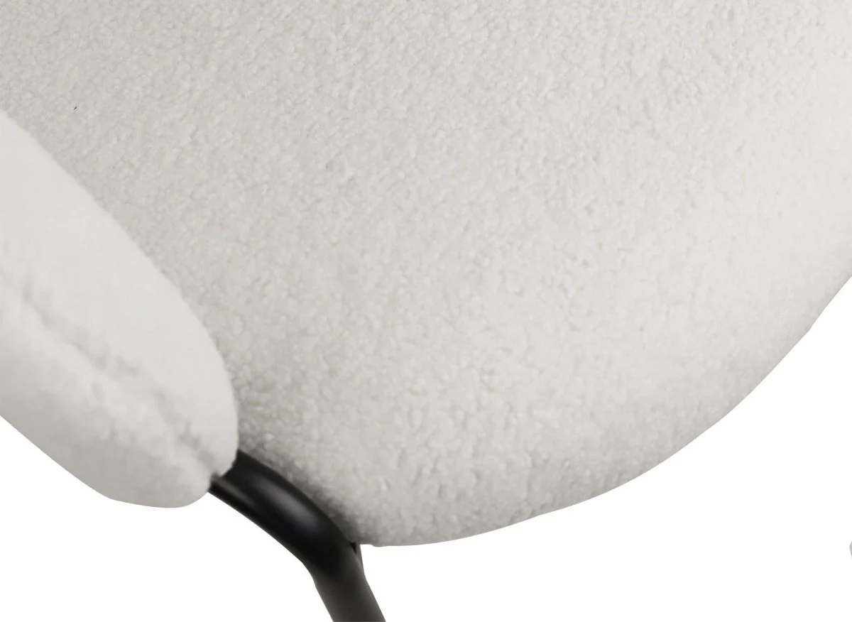 Lot de 2 fauteuils design avec accoudoirs en tissu bouclette blanc BENTA - Image 8