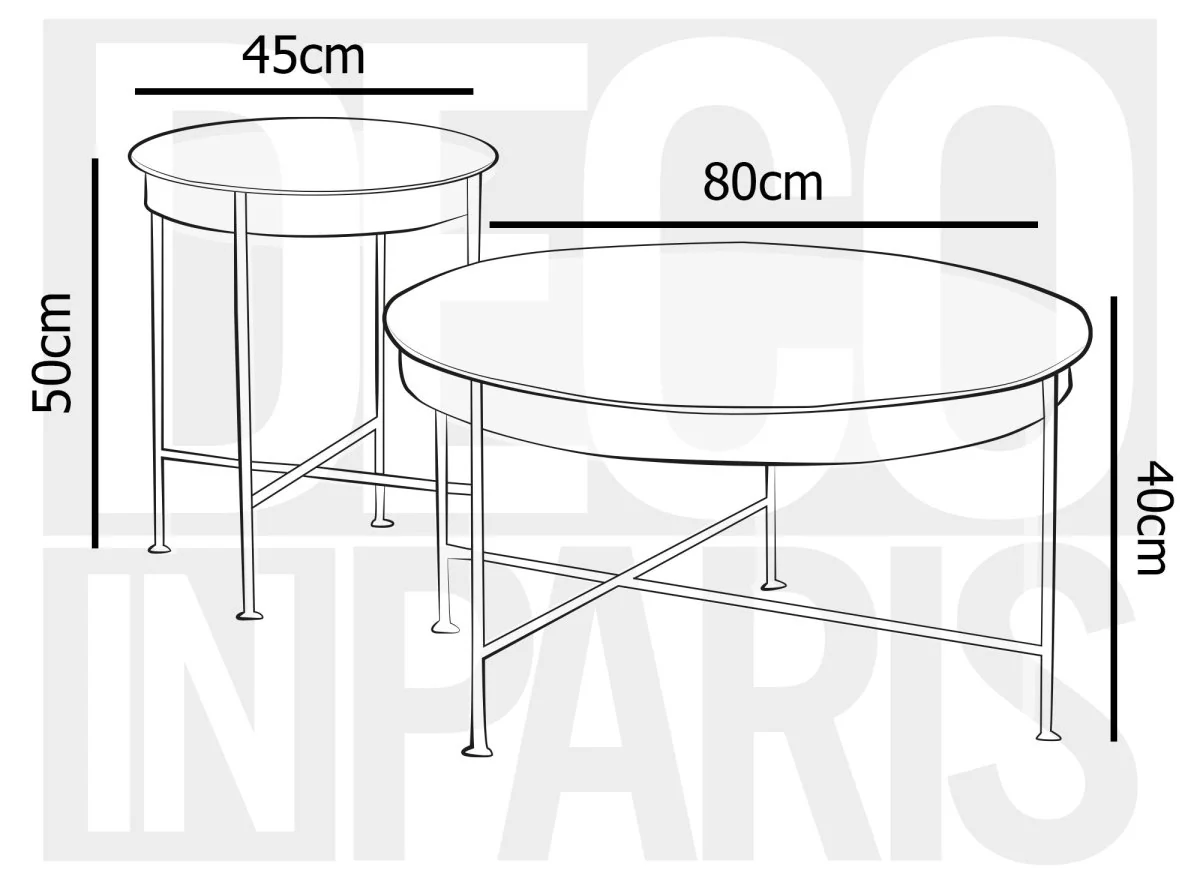 Lot de 2 tables rondes basses en verre et métal MARZIO - Image 6