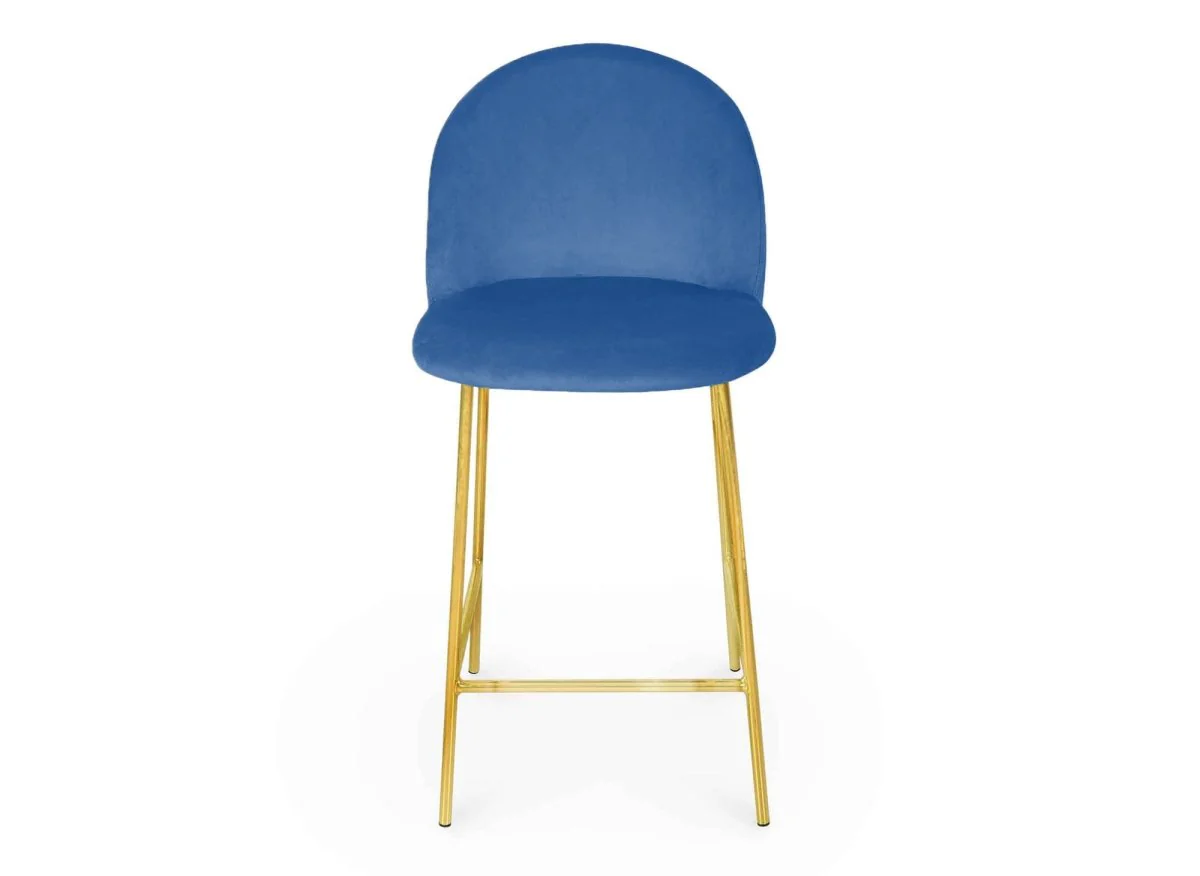 Lot de 2 tabourets de bar design en velours bleu ARABEL - Image 4