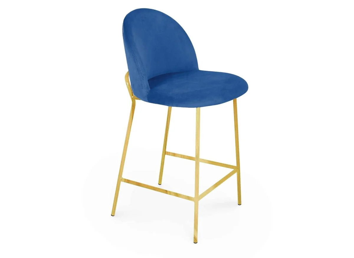 Lot de 2 tabourets de bar design en velours bleu ARABEL - Image 5