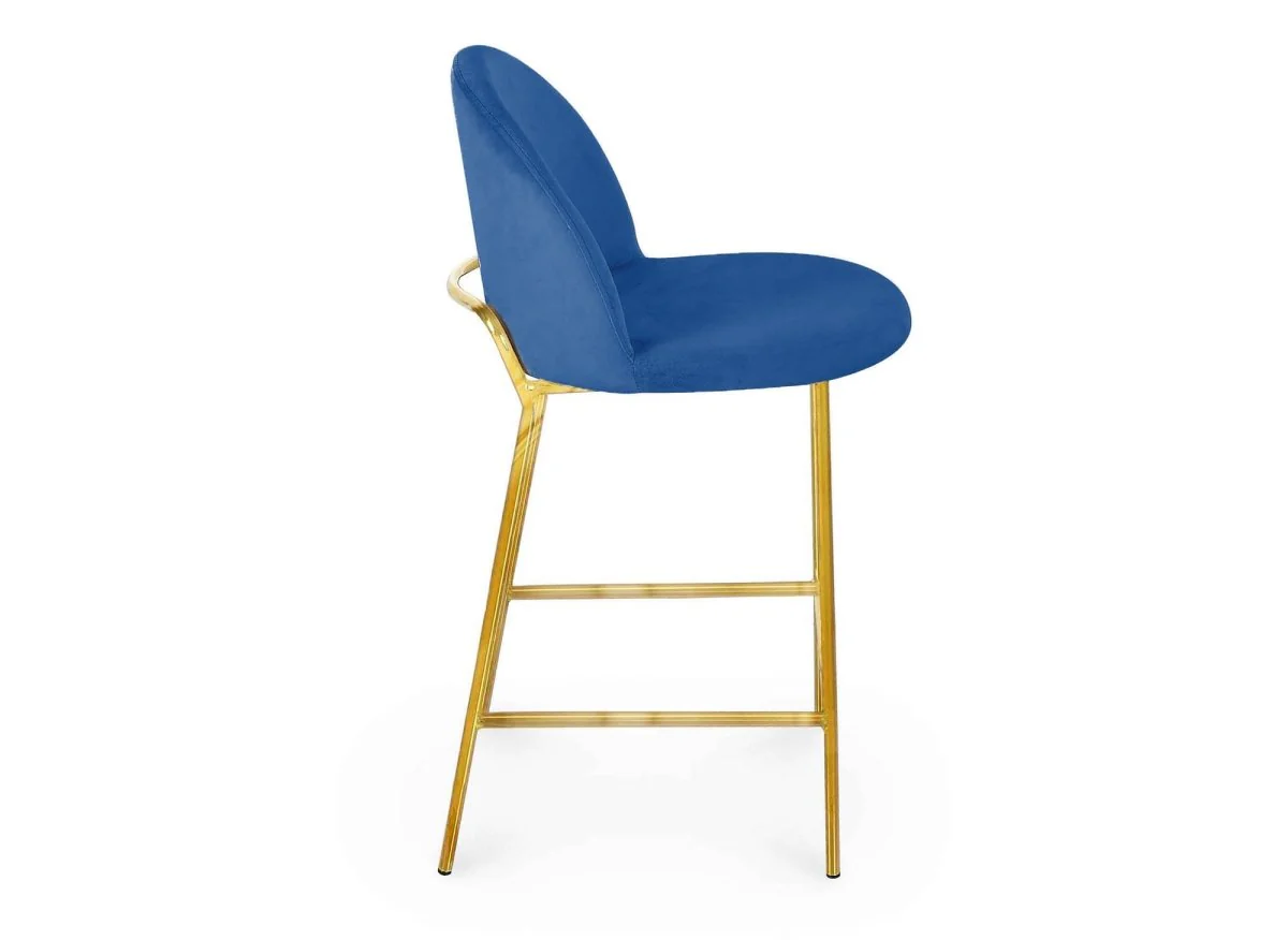 Lot de 2 tabourets de bar design en velours bleu ARABEL - Image 6