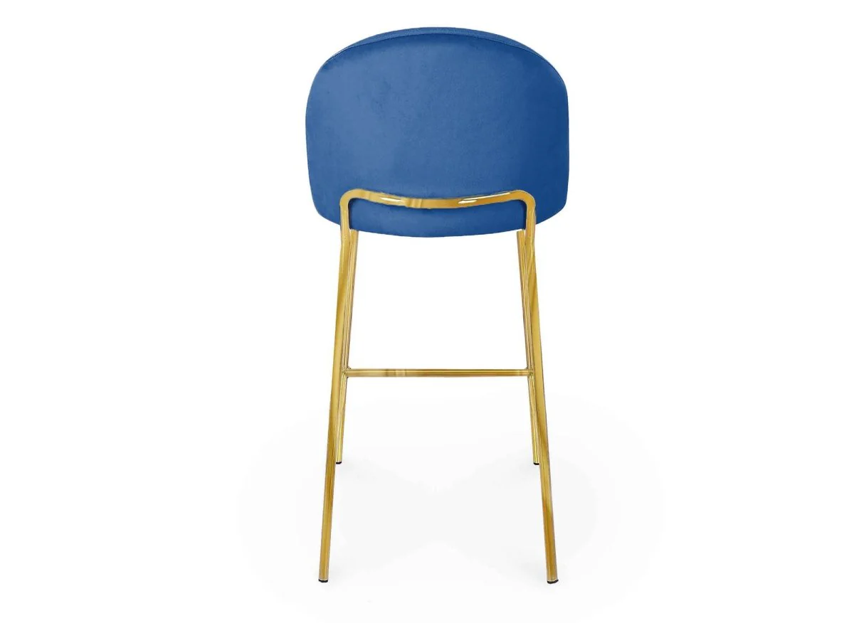 Lot de 2 tabourets de bar design en velours bleu ARABEL - Image 7