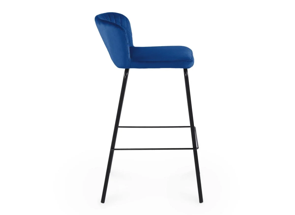 Lot de 2 tabourets de bar design en velours bleu BOSCO - Image 7