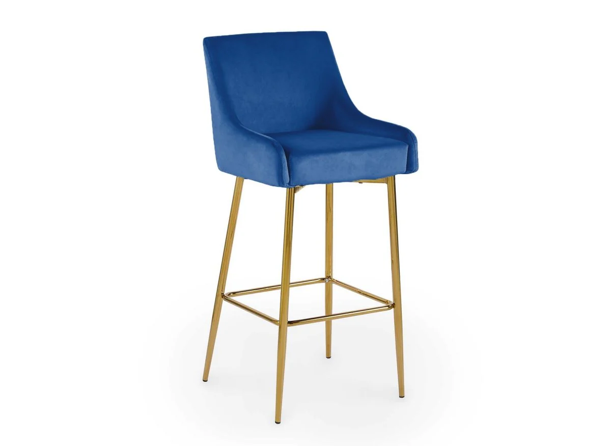 Lot de 2 tabourets de bar design en velours bleu LALYA - Image 5