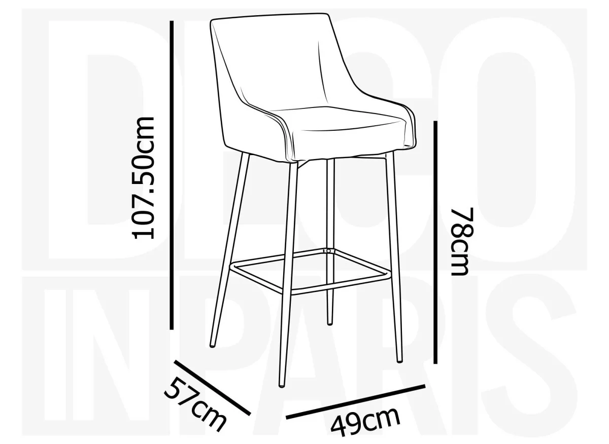 Lot de 2 tabourets de bar design en velours bleu LALYA - Image 8