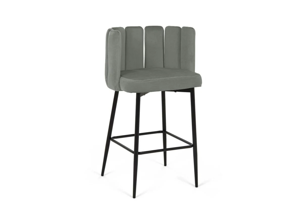 Lot de 2 tabourets de bar design en velours gris DEBBY - Image 3