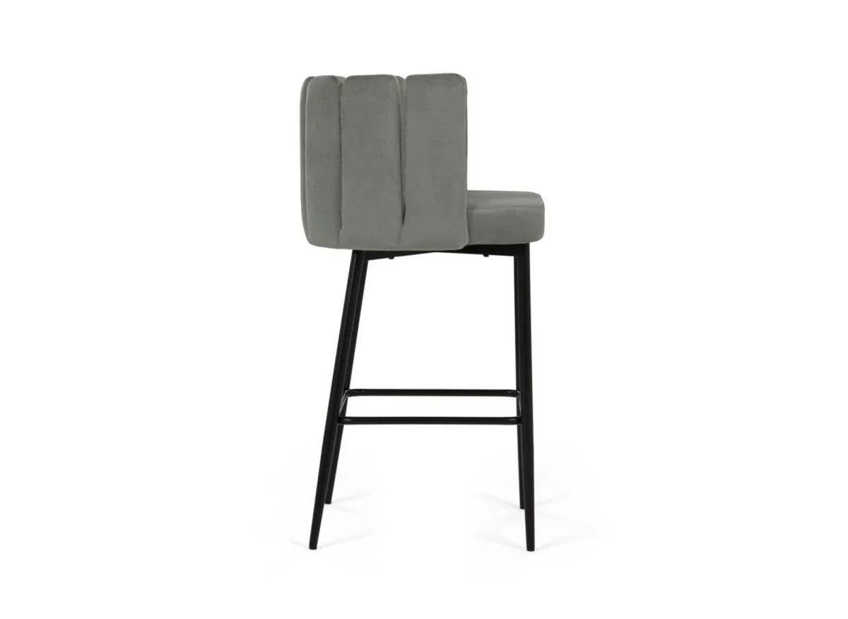 Lot de 2 tabourets de bar design en velours gris DEBBY - Image 4