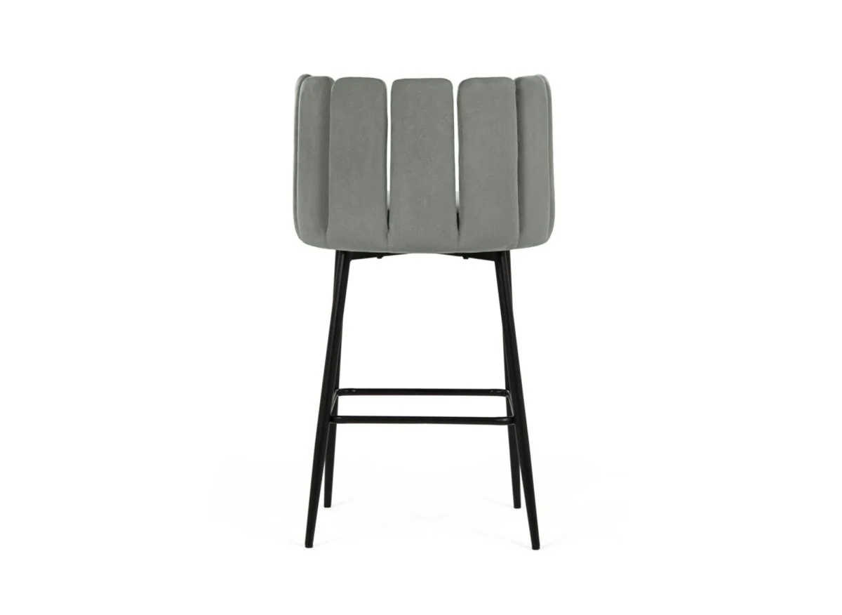 Lot de 2 tabourets de bar design en velours gris DEBBY - Image 5