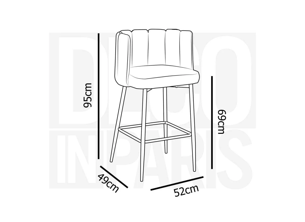 Lot de 2 tabourets de bar design en velours gris DEBBY - Image 8
