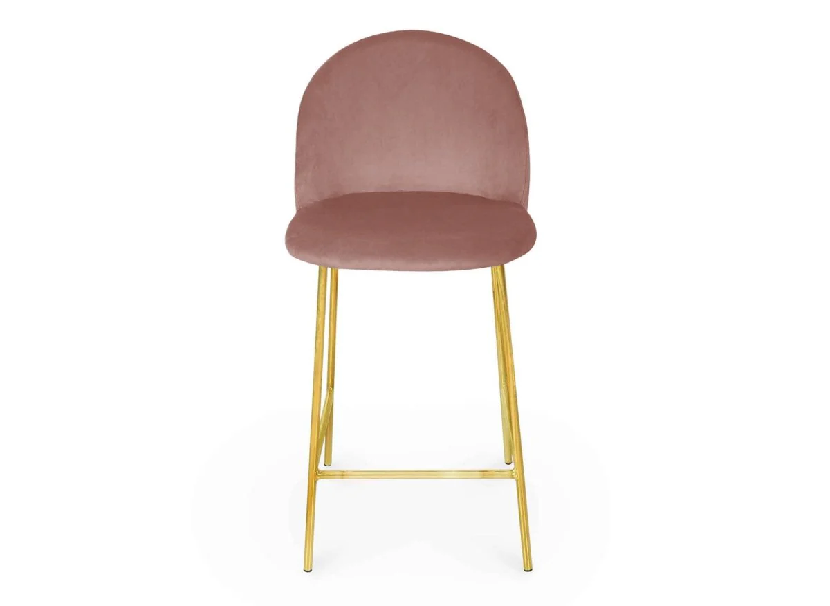 Lot de 2 tabourets de bar design en velours rose ARABEL - Image 4