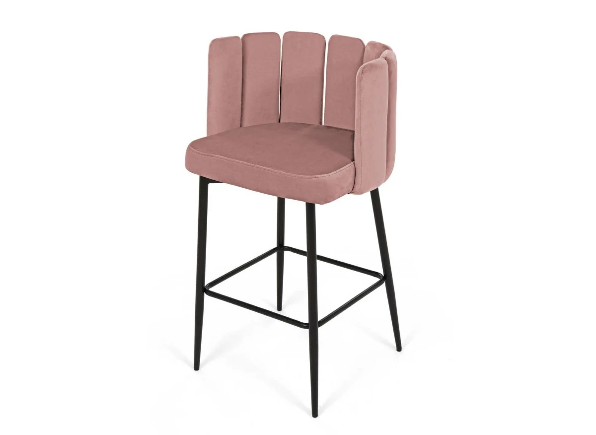 Lot de 2 tabourets de bar design en velours rose DEBBY - Image 6