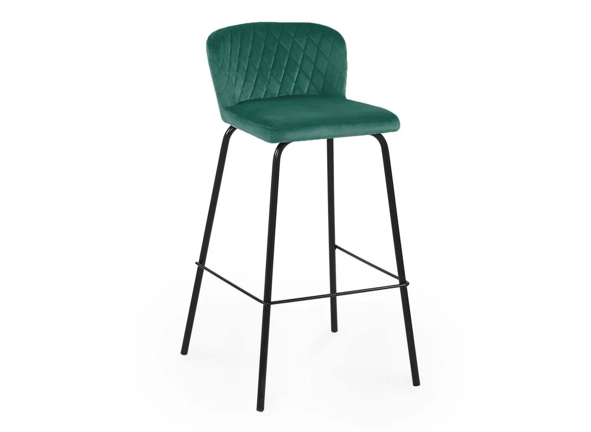 Lot de 2 tabourets de bar design en velours vert BOSCO - Image 5
