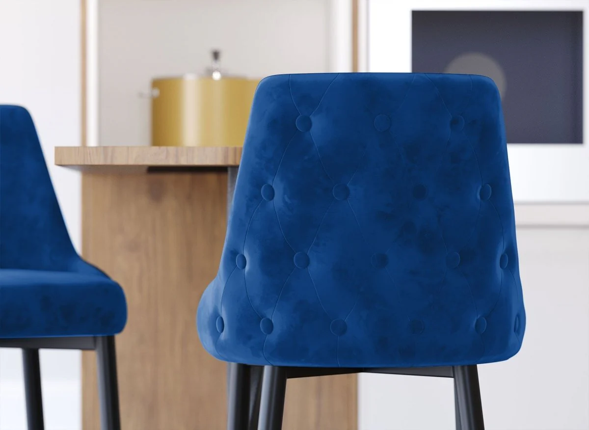 Lot de 2 tabourets de bar en velours bleu DORINA - Image 6