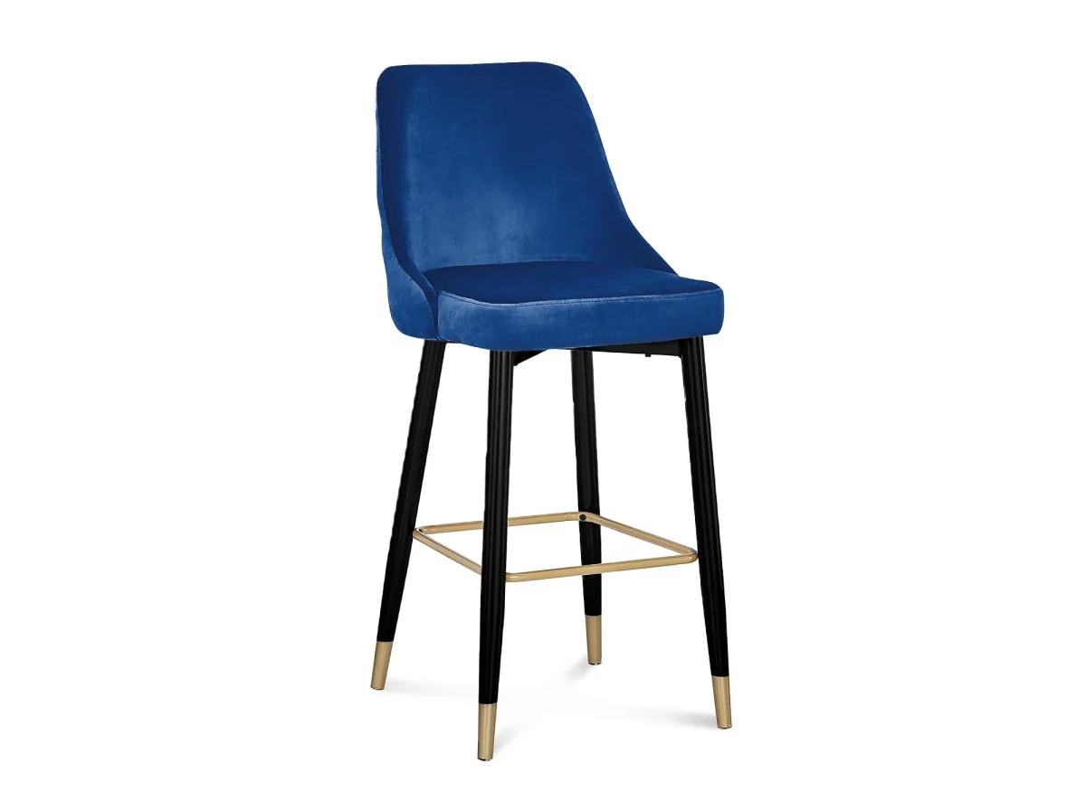 Lot de 2 tabourets de bar en velours bleu DORINA - Image 8