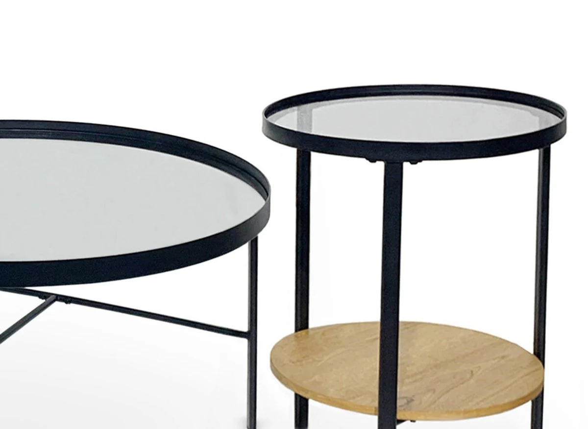 Lot de 3 tables basses rondes en bois et verre RIONA - Image 7