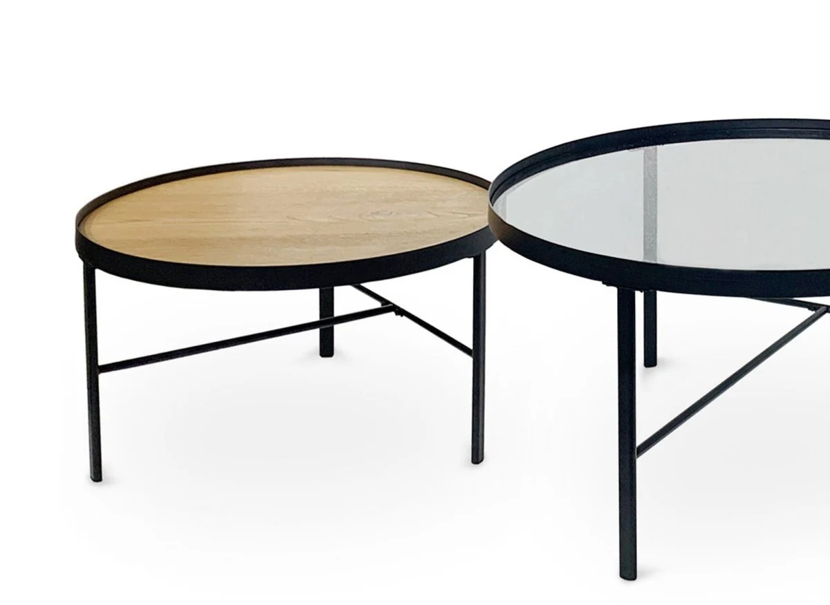 Lot de 3 tables basses rondes en bois et verre RIONA - Image 8