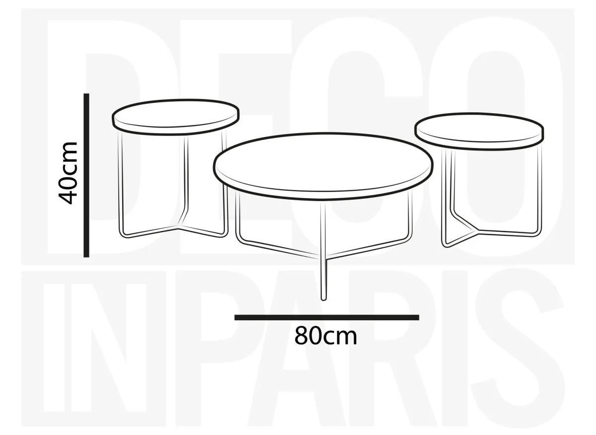 Lot de 3 tables basses rondes en verre et pieds métal noir JAKIE - Image 3
