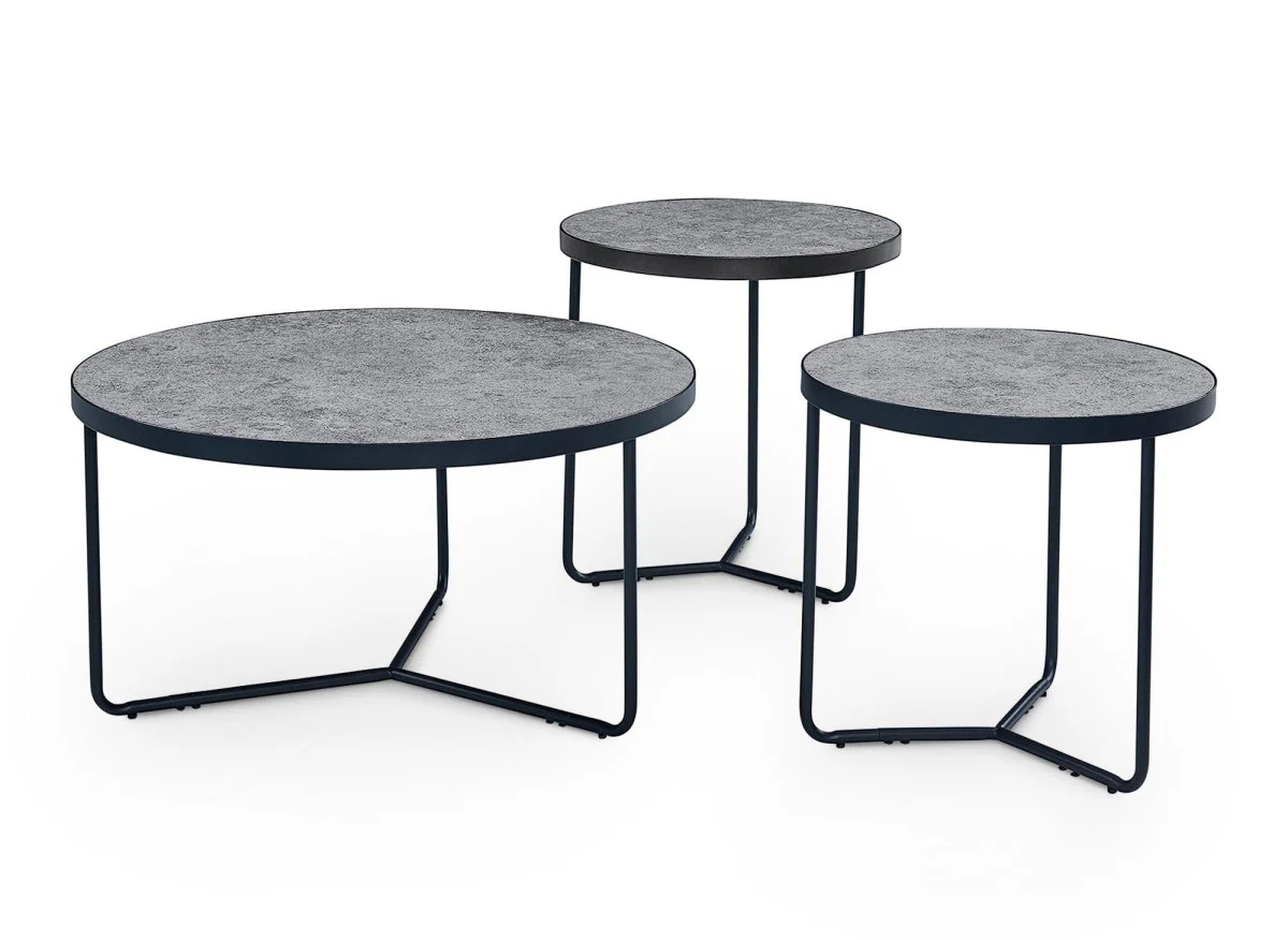 Lot de 3 tables basses rondes noir ROMY - Image 3