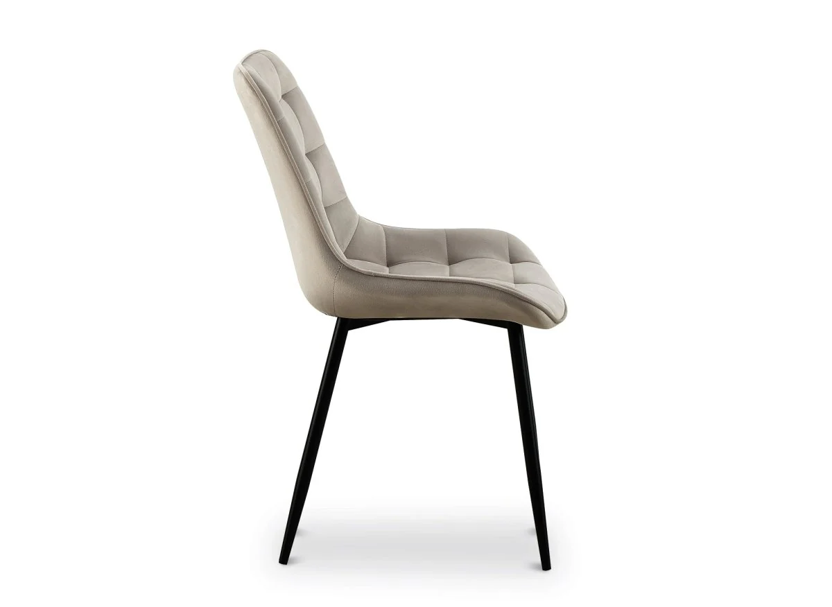 Lot de 4 chaises capitonnées en velours beige SOREN - Image 4