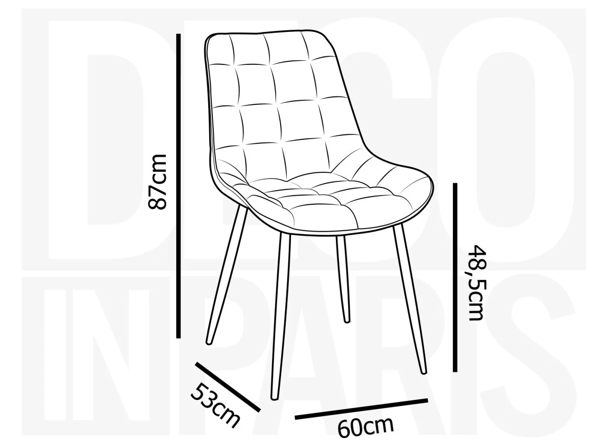 Lot de 4 chaises capitonnées en velours gris SOREN - Image 8
