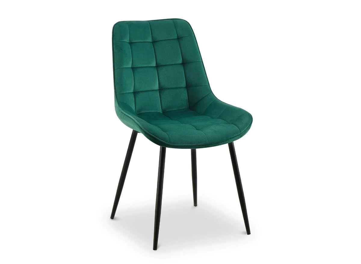 Lot de 4 chaises capitonnées en velours vert SOREN - Image 3