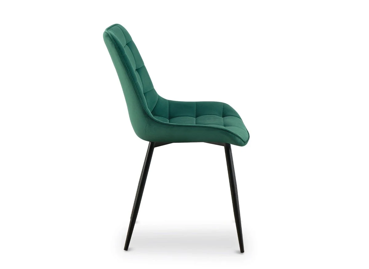 Lot de 4 chaises capitonnées en velours vert SOREN - Image 4