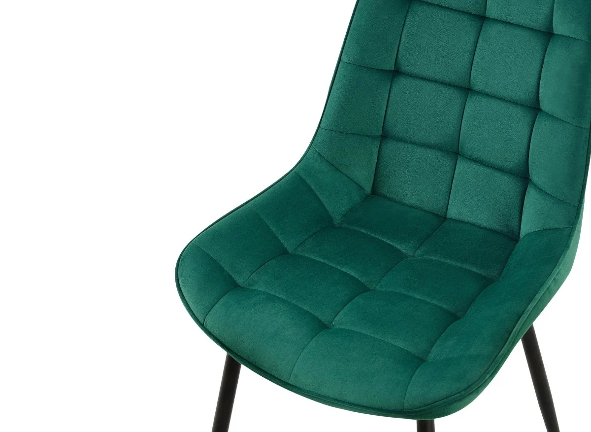 Lot de 4 chaises capitonnées en velours vert SOREN - Image 6