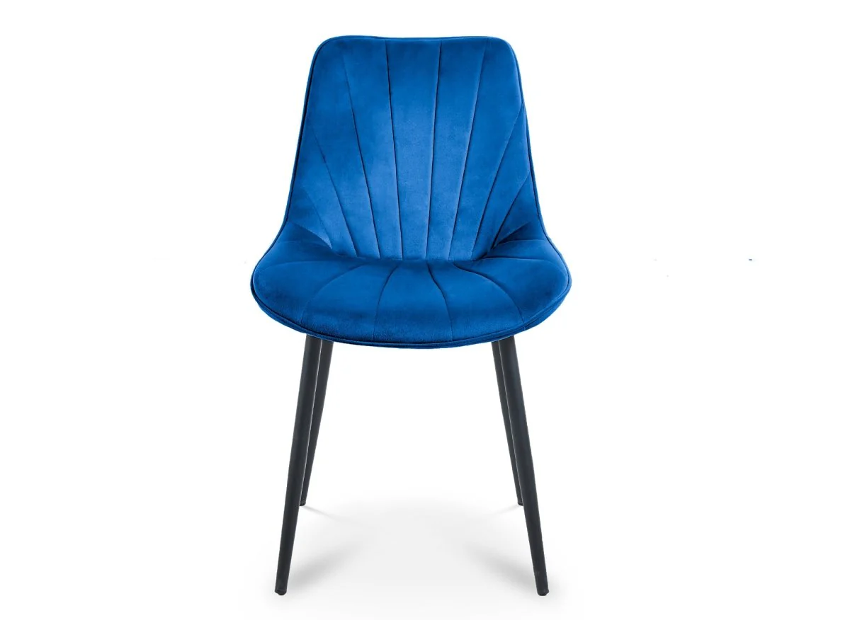 Lot de 4 chaises design en velours bleu ELOVA - Image 5
