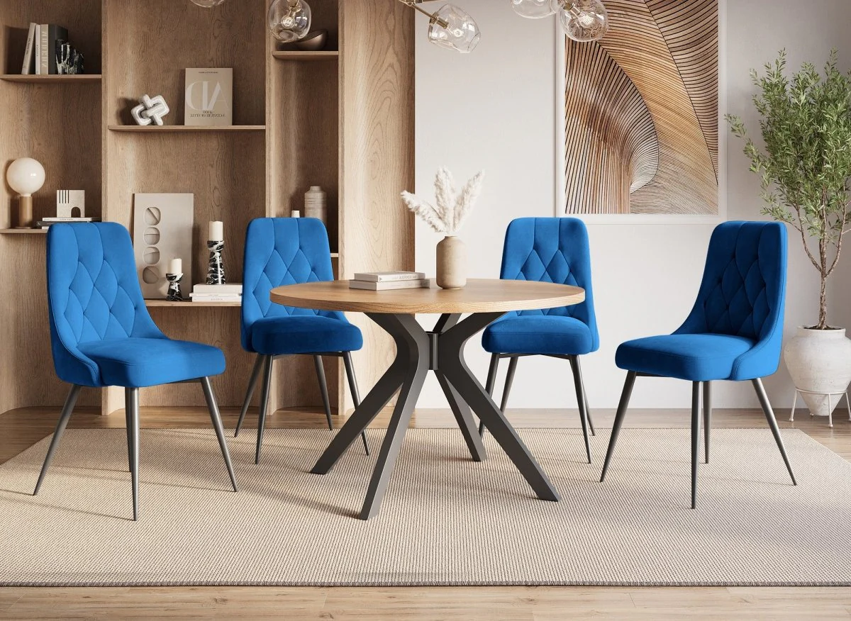 Lot de 4 chaises design en velours bleu OLVEA - Image 2