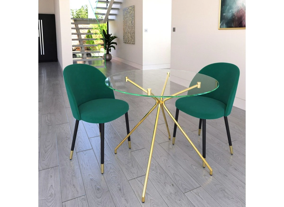 Lot de 4 chaises design en velours vert LYDIA - Image 2