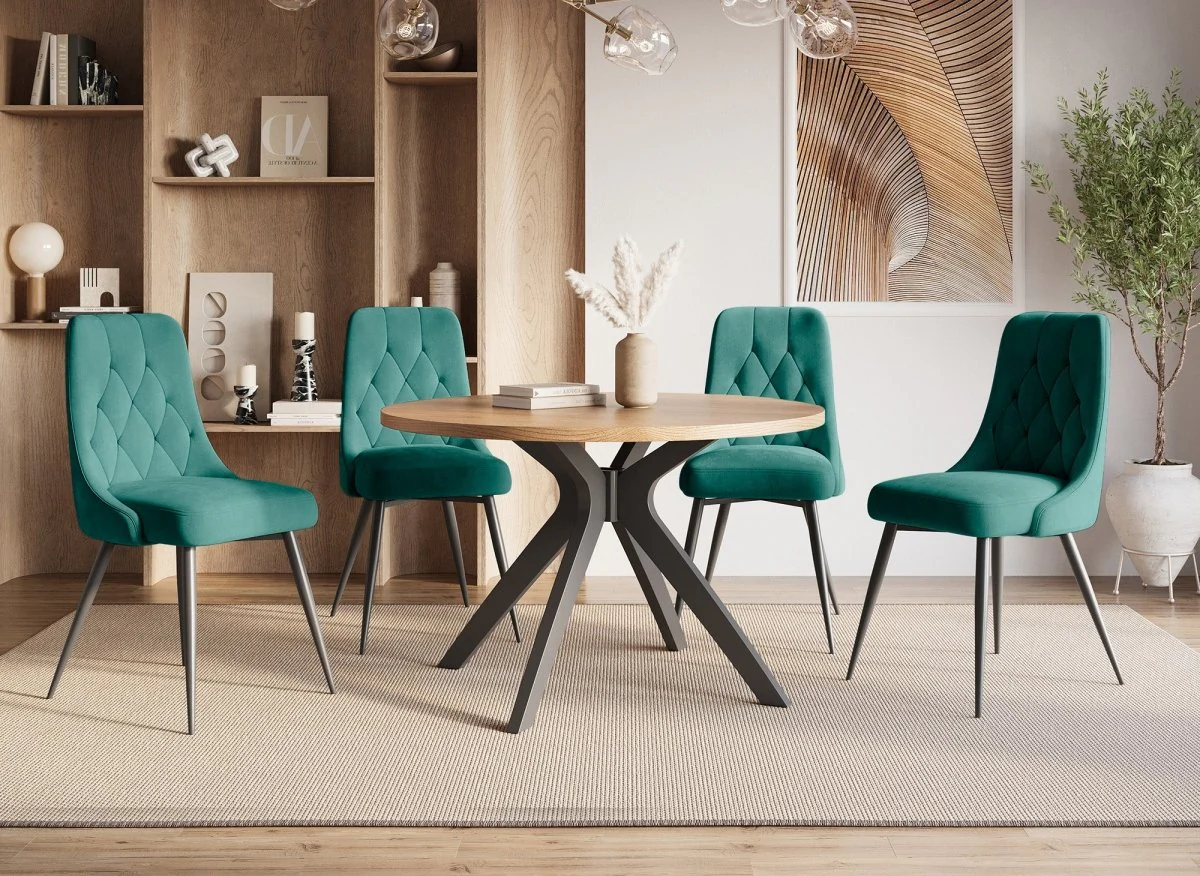 Lot de 4 chaises design en velours vert OLVEA - Image 2
