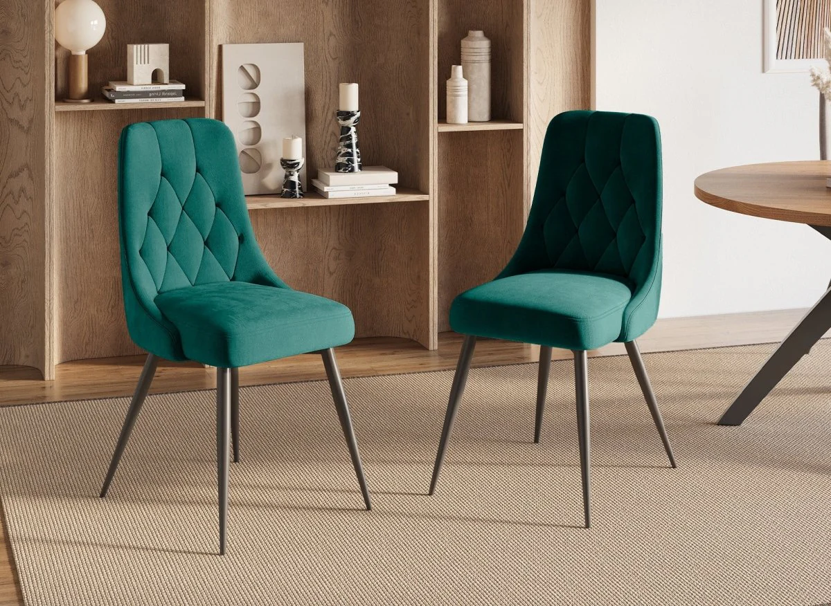 Lot de 4 chaises design en velours vert OLVEA - Image 3