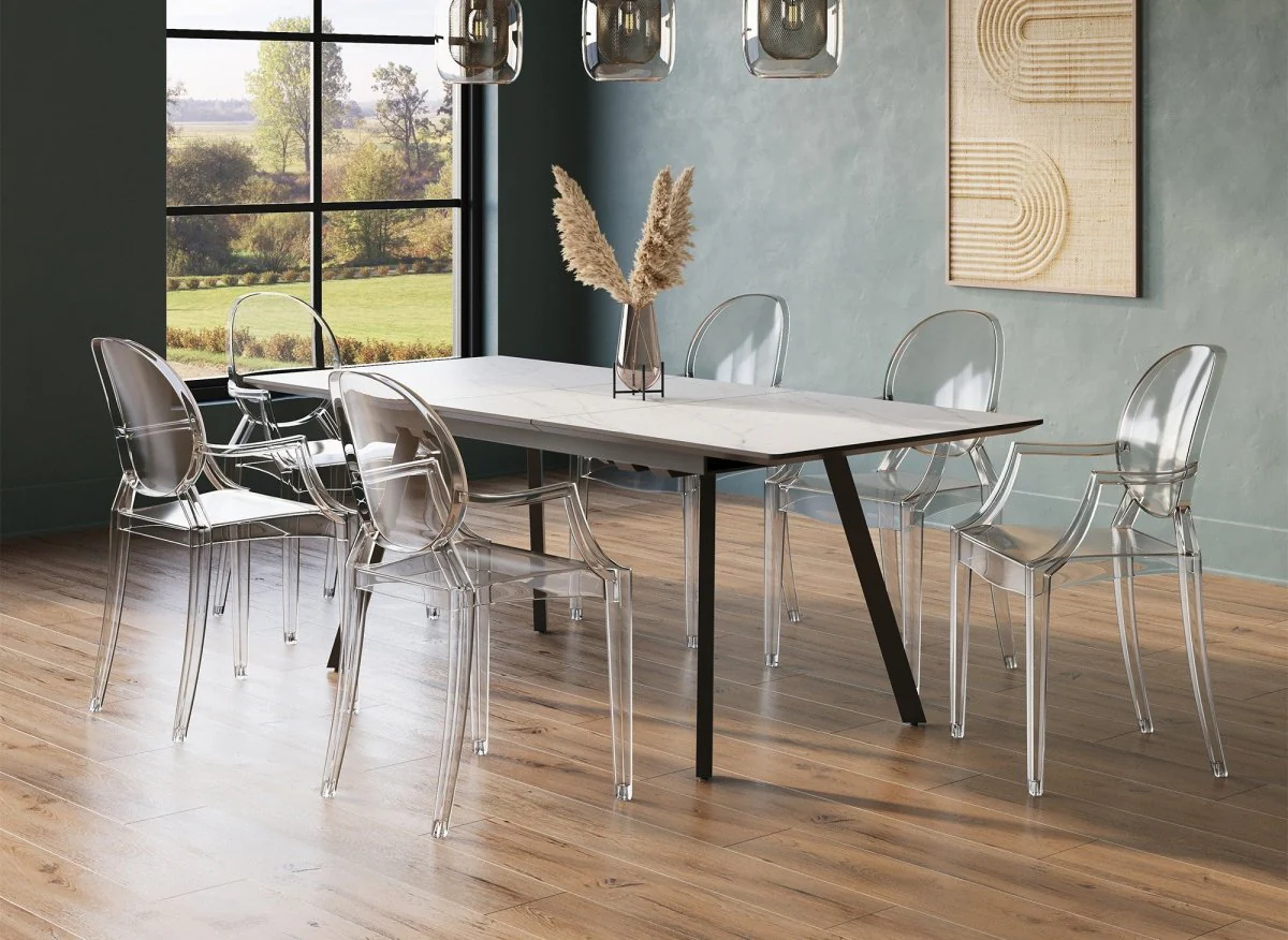 Lot de 4 chaises en plexi transparent avec accoudoirs TOLGA - Image 2