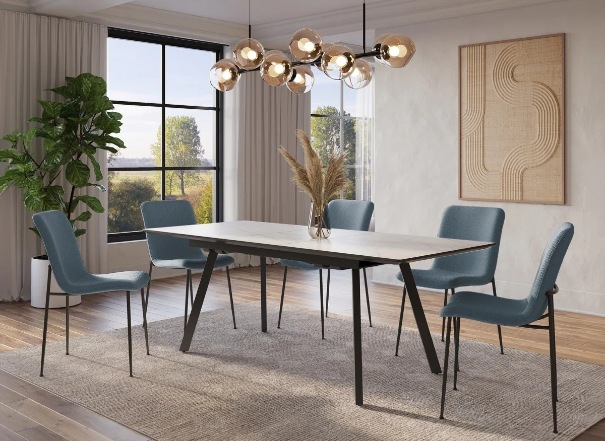 Lot de 4 chaises en tissu bleu CHERYL - Image 2