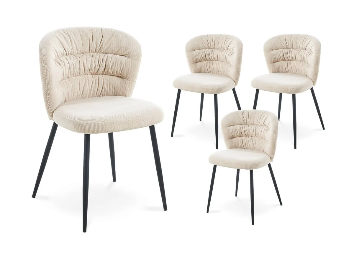 Lot de 4 chaises en velours côtelé beige DANIELA