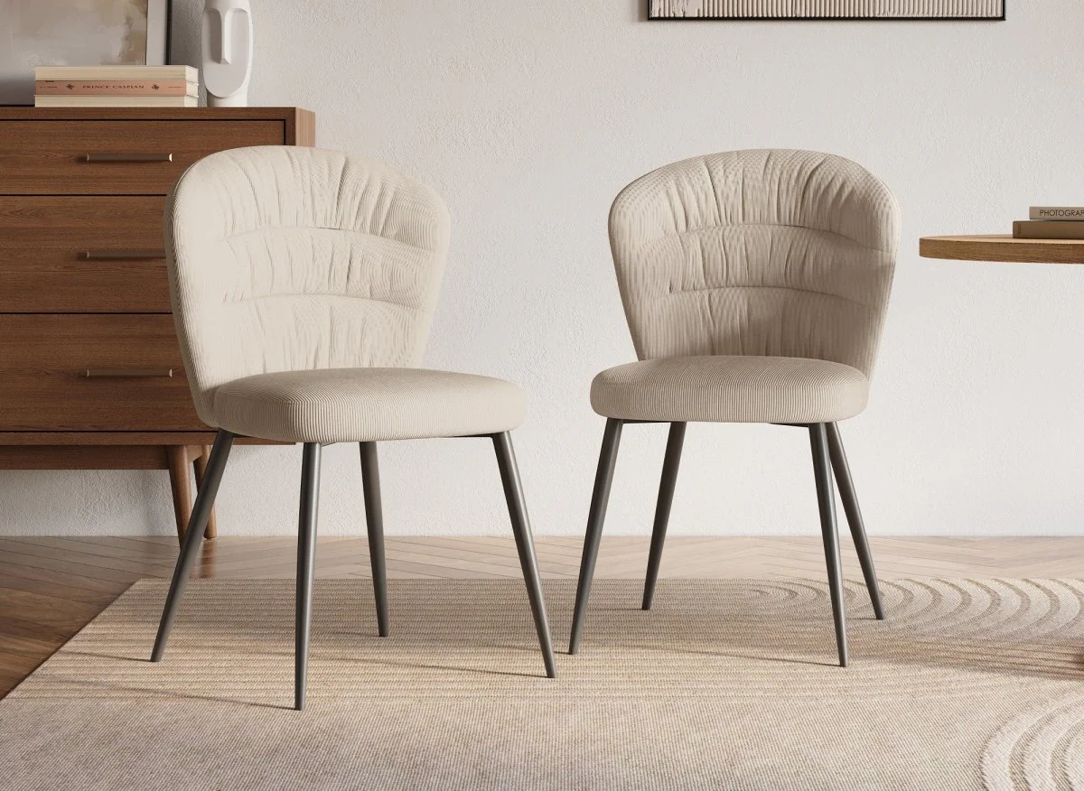 Lot de 4 chaises en velours côtelé beige DANIELA - Image 2