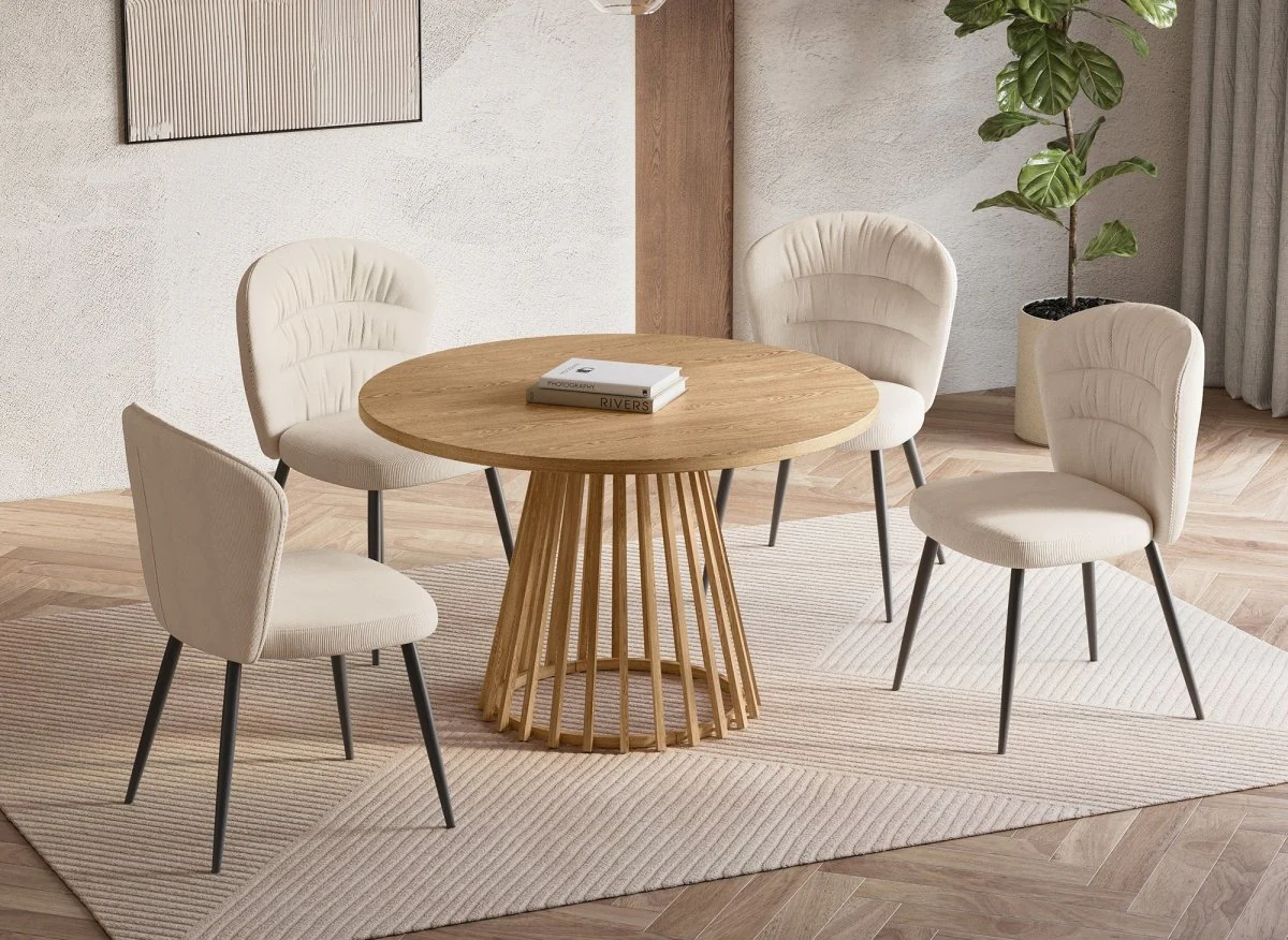 Lot de 4 chaises en velours côtelé beige DANIELA - Image 3