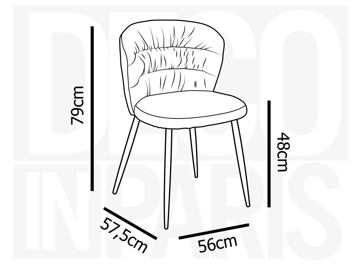 Lot de 4 chaises en velours côtelé beige DANIELA - Image 9