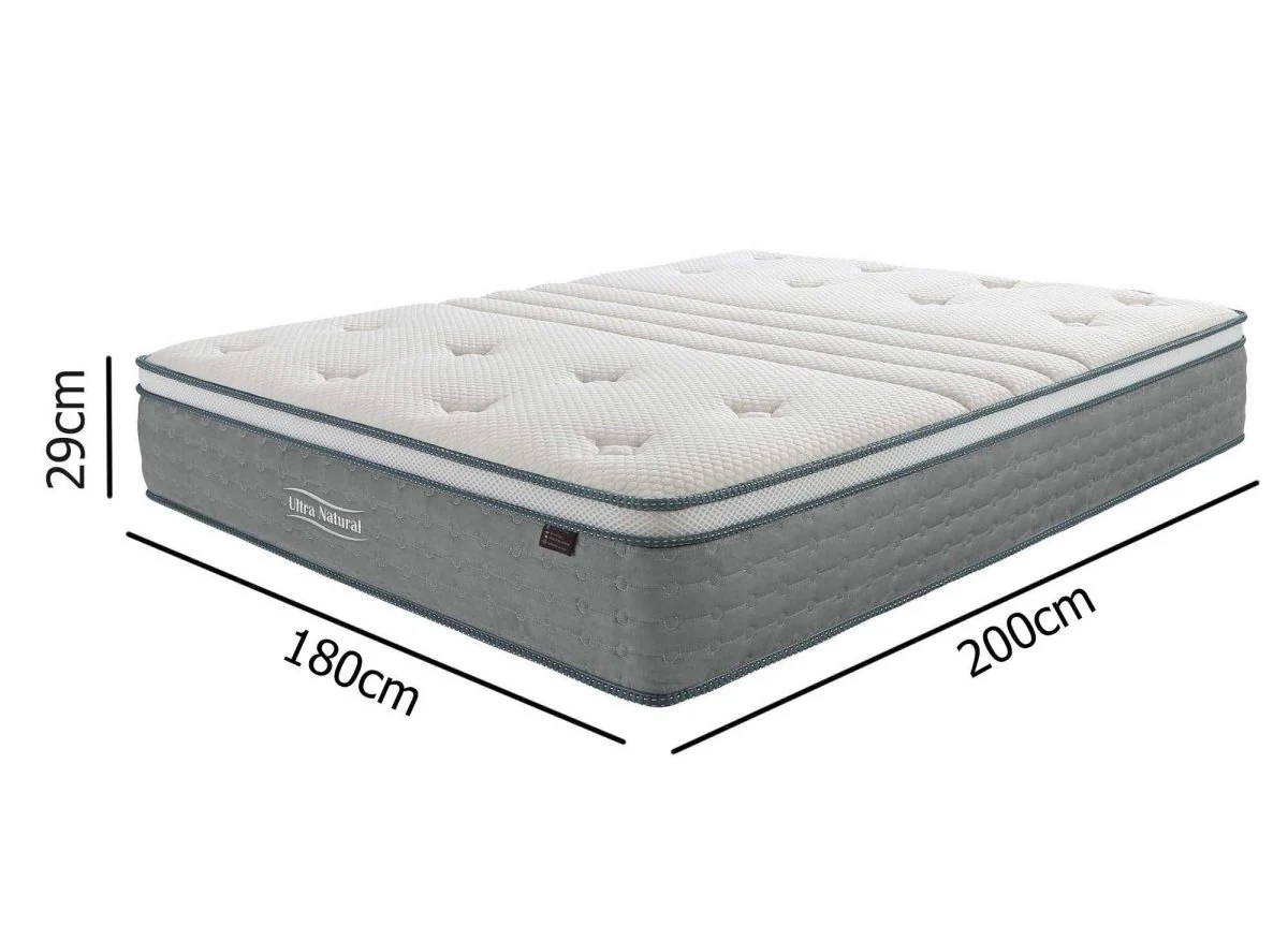 Matelas hybride NATURAL 180 x 200 cm ressorts ensachés et soie épaisseur 29 cm - Image 12