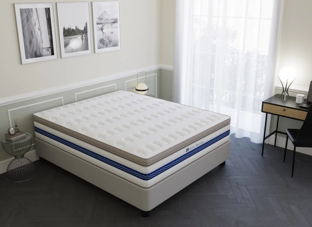 Matelas hybride REFRESH 140 x 190 cm ressorts ensachés et mémoire de forme épaisseur 32 cm