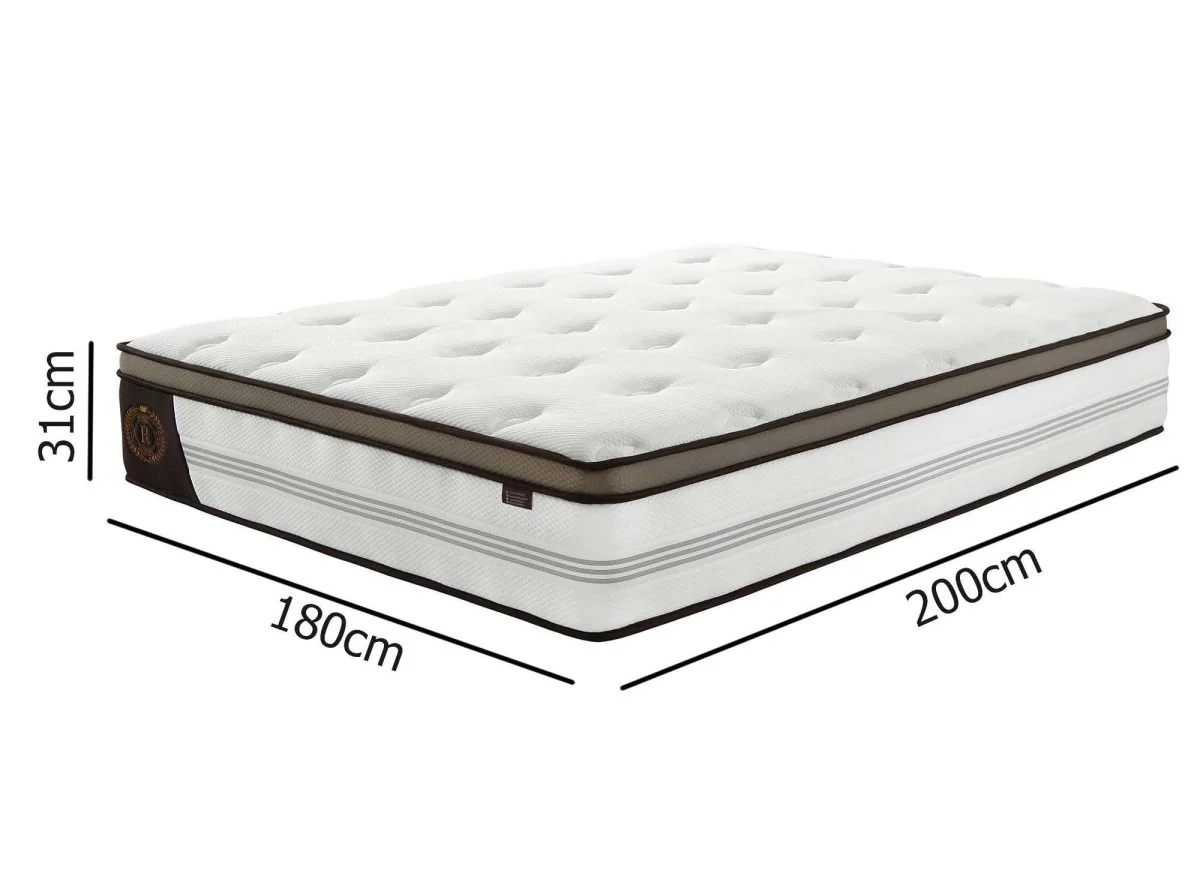 Matelas hybride ROYAL LUX 180 x 200 cm ressorts ensachés et mémoire de forme épaisseur 31 cm - Image 12