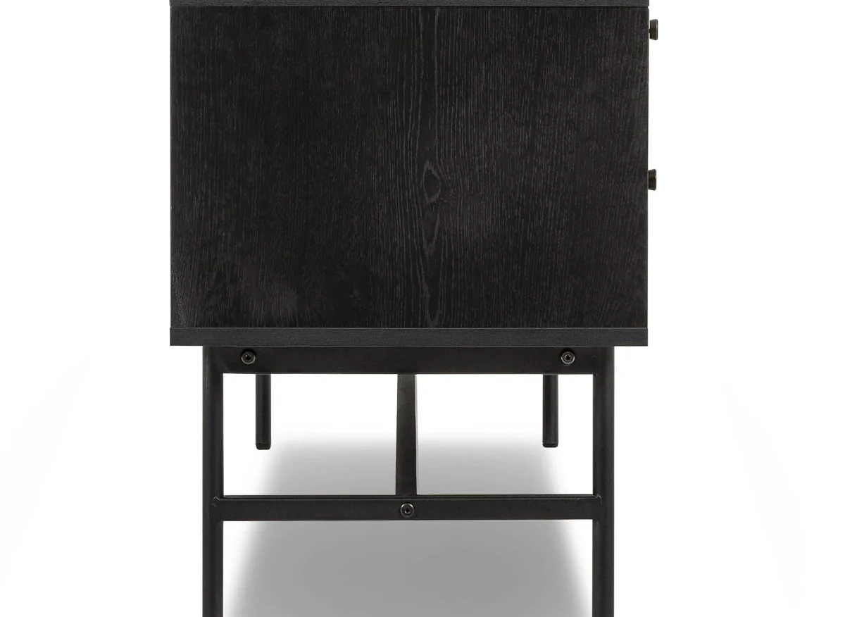 Meuble TV avec 2 tiroirs et 1 porte en bois et métal noir DARYL - Image 11