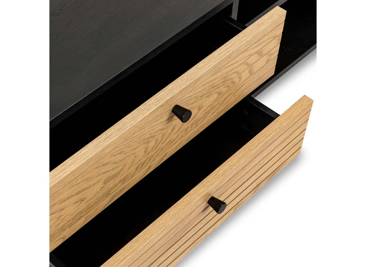 Meuble TV avec 2 tiroirs et 1 porte en bois et métal noir DARYL - Image 5
