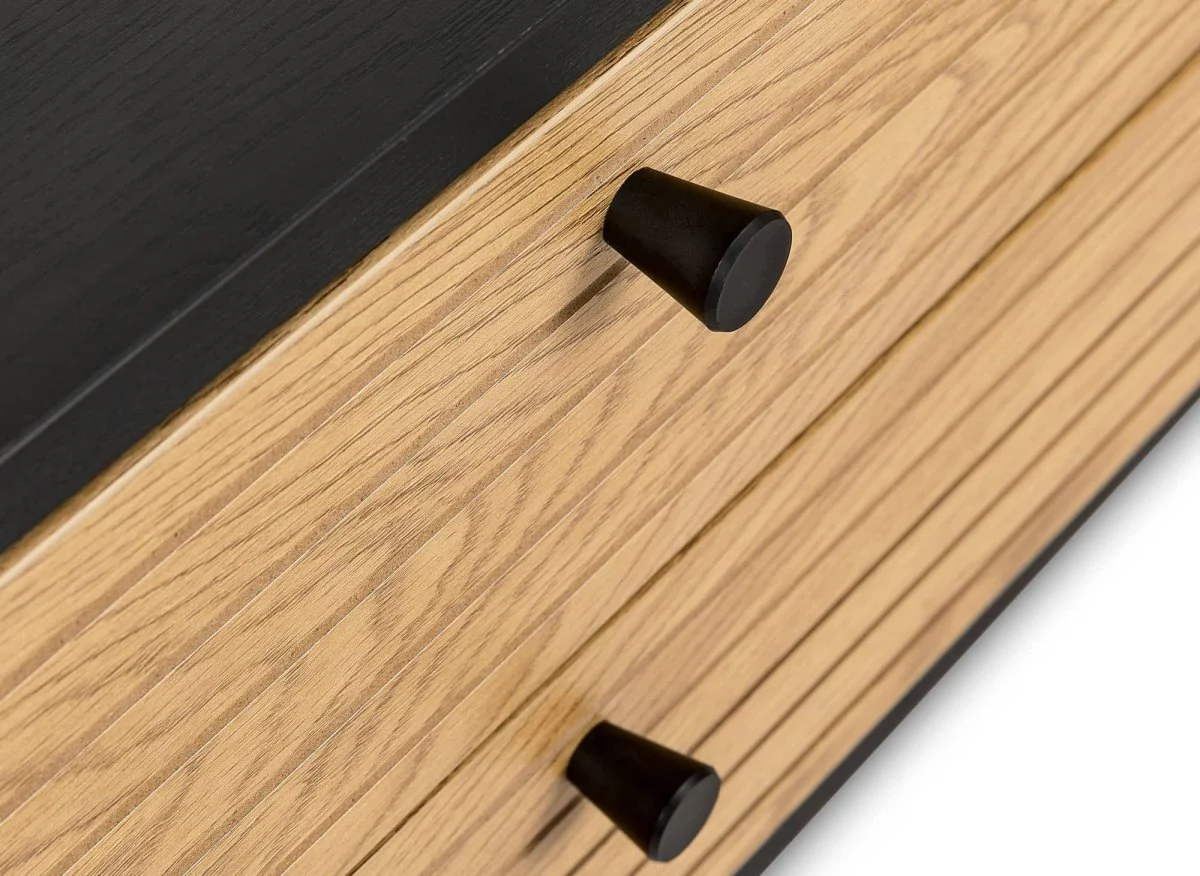 Meuble TV avec 2 tiroirs et 1 porte en bois et métal noir DARYL - Image 6