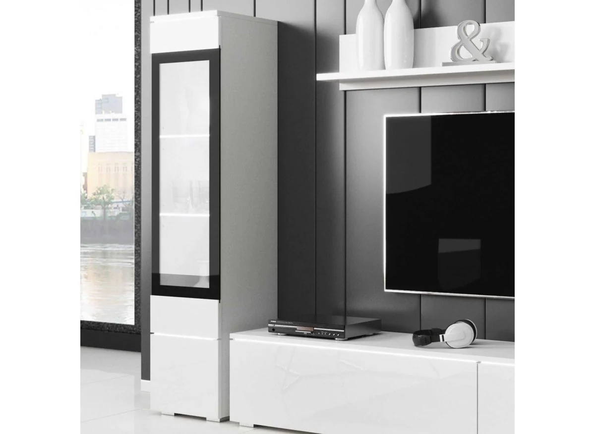 Meuble TV contemporain blanc laqué avec LED - VERONICA - Image 5