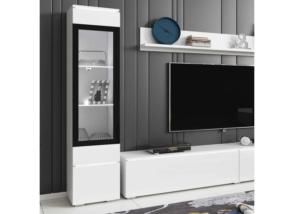 Meuble TV contemporain blanc laqué avec LED - VERONICA XL - Image 5