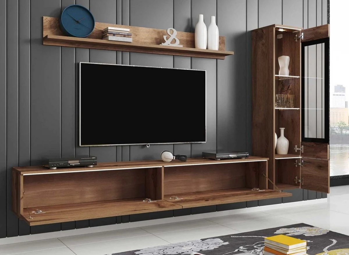 Meuble TV contemporain chêne vieilli avec LED - VERONICA - Image 2