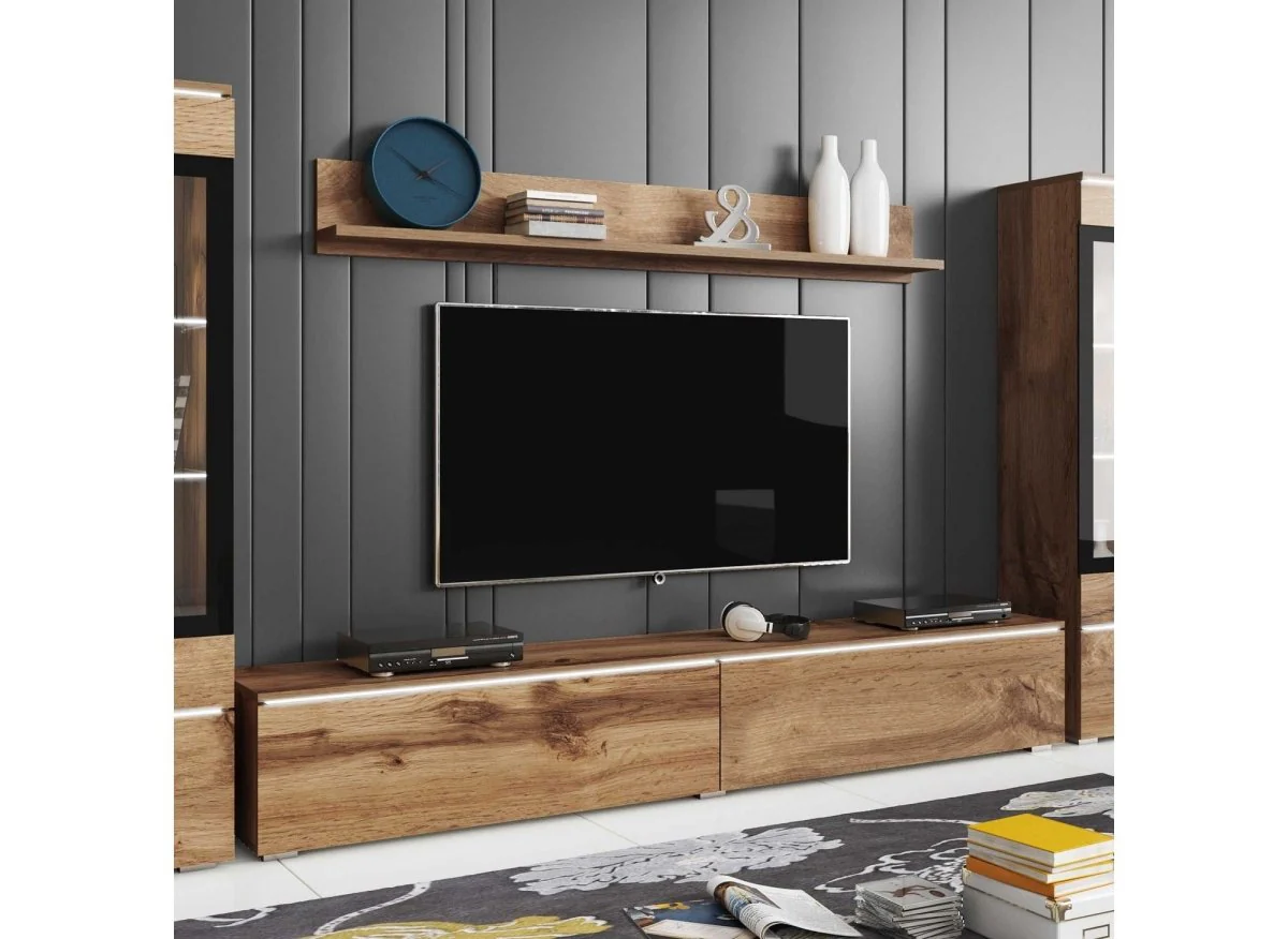 Meuble TV contemporain chêne vieilli avec LED - VERONICA XL - Image 4