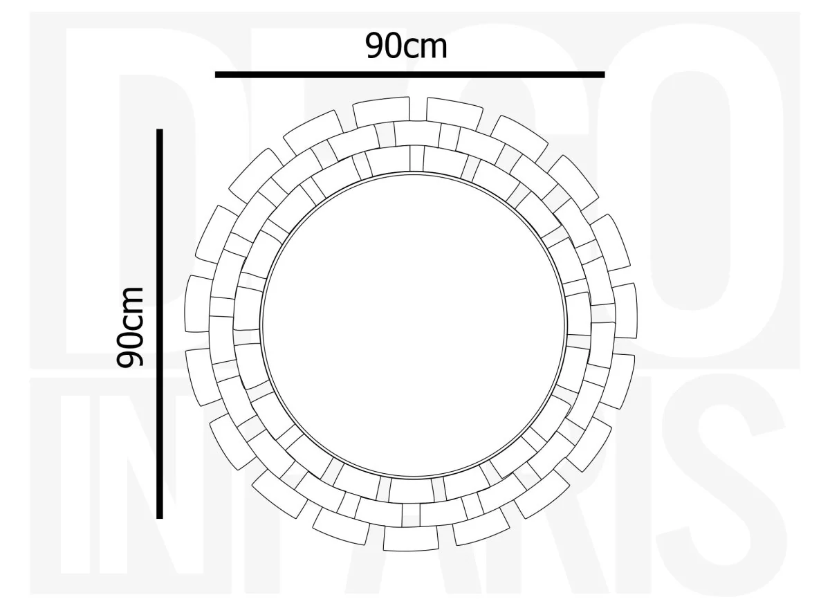 Miroir mural rond argenté 90 cm ALBA - Image 8