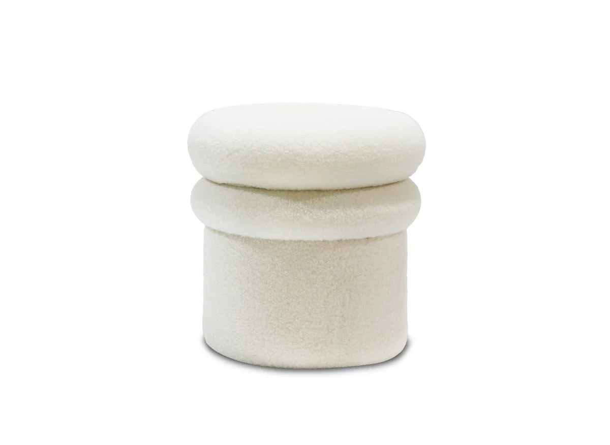 Pouf coffre en tissu bouclette écru SHERA - Image 2